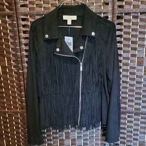 Michael Kors Black Fringe Leather Jacket